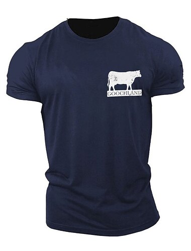  Herren Tier Kuh Grafik-Drucke T Shirt Grafischen T-Shirt Legerer Stil Klassicher Stil T-Shirt Kurzarm T-Shirt Rundhalsausschnitt Hemd Modisch Designer Klassisch Outdoor Strasse Sport Hellblau Schwarz