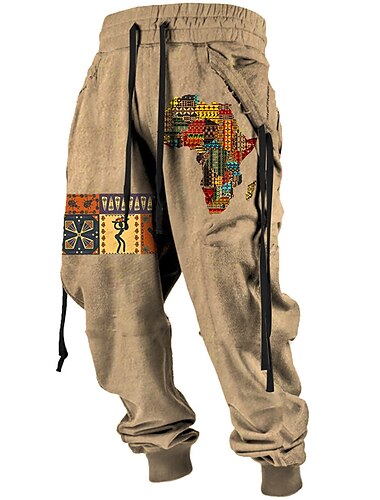 Tribal Bandana-afdruk Vintage Voor heren 3D-afdrukken Joggingbroeken Broeken Buiten Straat Casual / Dagelijks Polyester Zwart Rood blauw S M L Medium Taille Elasticiteit Broek