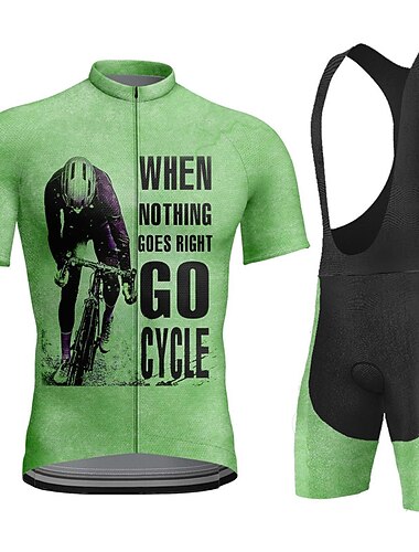  Herr Cykeltröja med Haklapp-shorts Kortärmad Bergscykling Vägcykling Sommar Rubinrött Blå Brun Grafisk Bokstav & Nummer Cykel 3D Tablett Snabb tork Bakficka Fuktabsorberande Andningsfunktion Elastan