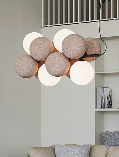  LED-Pendelleuchte, 10-flammige Glaskugel-Kronleuchterleuchte, moderne schwarz-rosa Kronleuchter, Pendelleuchte, Vintage-Globus-Kugel-Deckeneinbauleuchte, 110–240 V