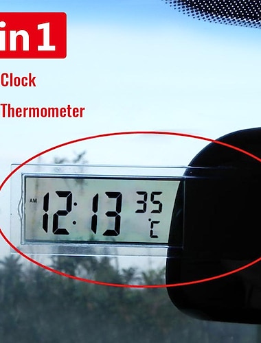  スターファイア 2 in 1 自動車車用時計 lcd デジタル温度計吸盤型時計透明 1 ag10 ボタン電池