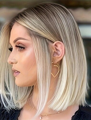  Perruque Synthétique Droit Partie médiane Perruque Court A1 A2 A3 Cheveux Synthétiques Femme Design à la mode Doux Naturel Noir Marron Blond