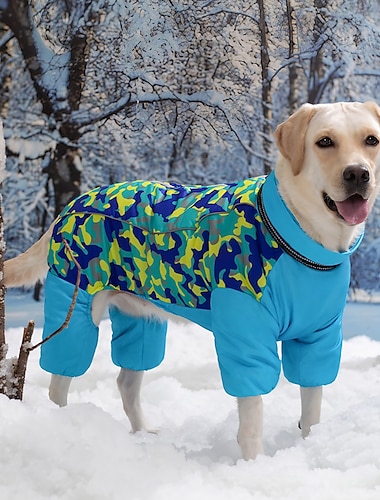  犬のコート犬のジャケット綿の服大中型アラスカサモゴールド秋と冬服ペットぬいぐるみ肥厚四本足暖かいジャケット