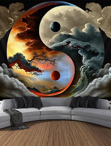  yinyang taichi függő gobelin fal művészet nagy kárpit falfestmény dekor fénykép háttér takaró függöny otthon hálószoba nappali dekoráció