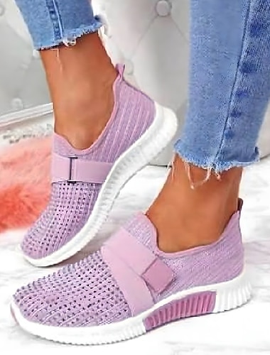  Per donna Scarpe da ginnastica Slip-On Taglie forti Scarpe Flyknit Scarpe bianche Esterno Giornaliero Piatto Punta tonda Per sport Informale minimalismo Corsa Tessitura volante Mocassino Blu chiaro