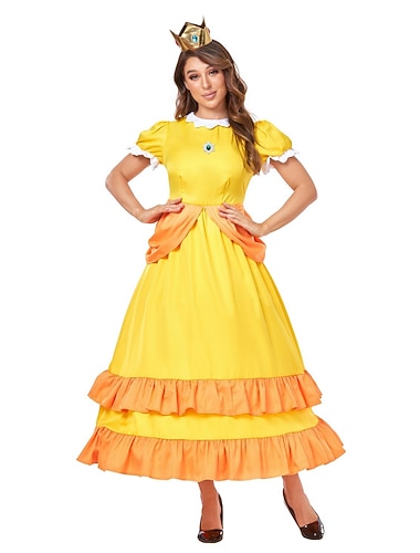  Princess Peach Halloween Cosplay Costume Super Bros Cosplay Adults' Women's Carnival Masquerade Mardi Gras Carnival Performance Halloween Easy Halloween Costumes Dress Up