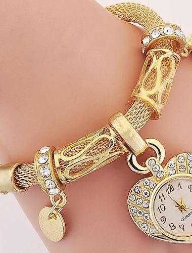  χρυσό ασημί μόδα γυναικείο βραχιόλι ρολόγια γυναικεία κορίτσια γυναικείο ρολόι χειρός αγάπη καρδιά στρογγυλό ρολόι χαλαζία