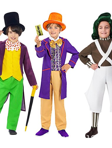  Kalle och chokladfabriken Charlie Willy Wonka Cosplay-kostym Halloween grupp familjekostymer Barn Pojkar Cosplay Halloween Halloween Karnival Maskerad Lätt karnevalsdräkt