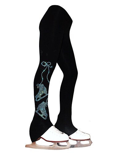  Hosen für den Eiskunstlauf Damen Mädchen Eislaufen Unten Silber Schwarz Rosa elastisch Ausbildung Wettbewerb Eiskunstlaufkleidung warm Kristalle Eislaufen Eiskundstlauf