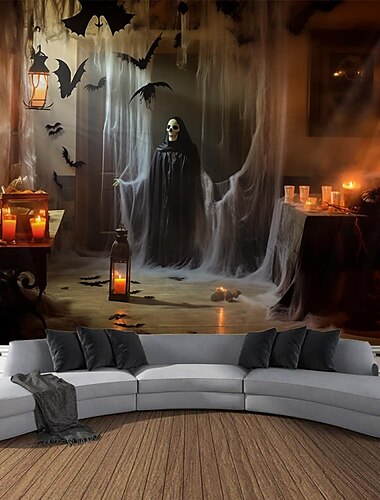  Halloween spookhuis hangend tapijt kunst aan de muur groot tapijt muurschildering decor foto achtergrond deken gordijn thuis slaapkamer woonkamer decoratie halloween decoraties