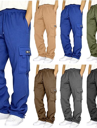  Voor heren Joggingbroeken Broek Cargo-joggingbroek Zak Effen Comfort Ademend Buiten Dagelijks Uitgaan Modieus Casual Donker kaki Zwart