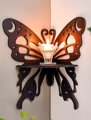  elegante houten vlinderwandplank met één laag voor woondecoratie en opslag