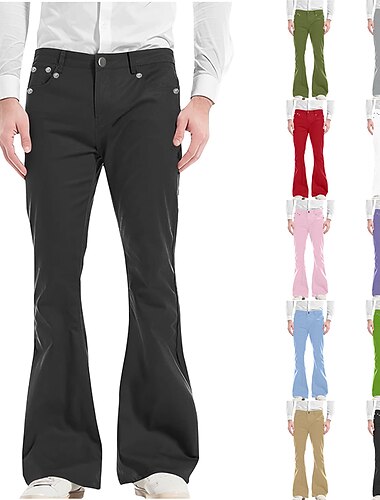  Męskie Rozkloszowane spodnie Spodnie Spodnie codzienne Kieszeń Równina Komfort Oddychający Na zewnątrz Codzienny Wyjściowe Moda Codzienny Czarny Biały