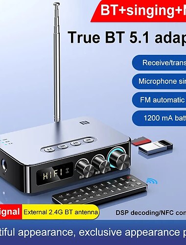  جهاز إرسال واستقبال الصوت M9 Pro مزود بتقنية البلوتوث 5.1 ومحول موسيقى لاسلكي AUX 3.5 مم وقرص U وبطاقة TF ومشغل راديو FM ومحول DAC