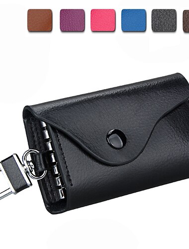  Housse de clé en cuir véritable pour homme - Portefeuille multifonction avec porte-clés porte-cartes de crédit clip à billets
