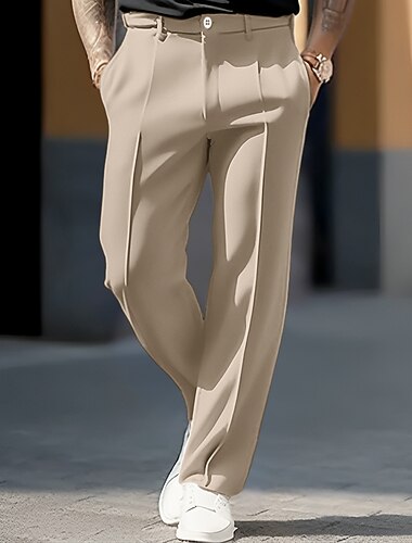  Pánské Kalhoty Oblekové Kapsy Straight-Leg Bez vzoru Pohodlné Yumuşak Svatební Venkovní Denní Módní Na běžné nošení Černá Bílá