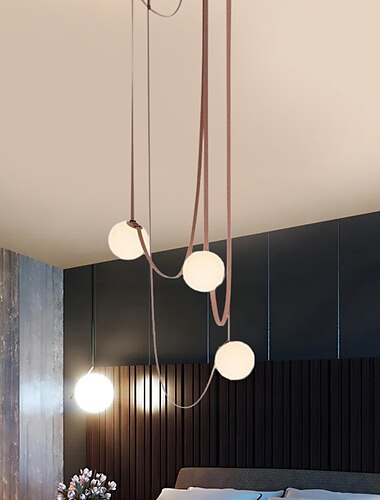  led pendellampe 1/3/5/7-lys klyngedesign glass globle hamptau lysekrone lys moderne svart rosa lysekroner pendellampe innfelt taklampe 110-240v