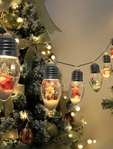  Weihnachts-Schneekugel-Lichterkette für Wunschflaschen, Garten, Hinterhof, Terrasse, Hochzeit, Party, Innen- und Außenbereich, Weihnachtsdekoration, betrieben durch Batteriekasten (keine Batterien).
