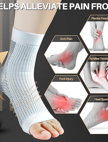  2 pares de meias de neuropatia para mulheres e homens, meias de compressão de tornozelo e meias de compressão de tendinite para alívio da dor e fascite plantar para mulheres e homens, manga de