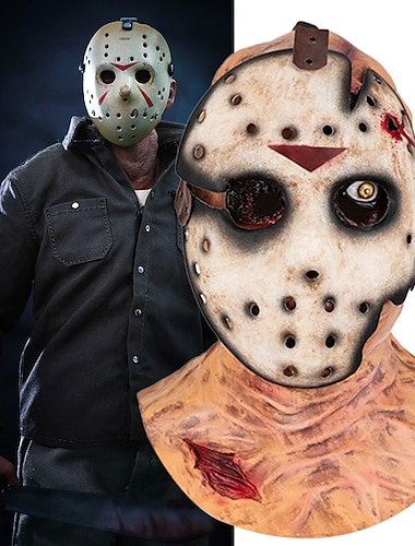  jason vorhees Jason Voorhees Máscara Accesorios de Halloween Adulto Hombre Mujer Gracioso Disfraz de miedo Víspera de Todos los Santos Carnaval Disfraz de carnaval fácil