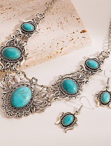  1 set Jewelry Set For Women's Synthetic Emerald Blue Work Party Evening Gift Alloy Classic