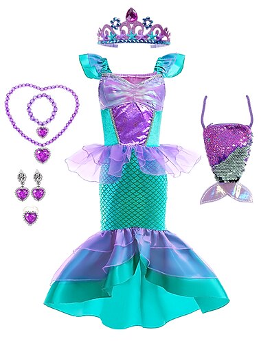  Malá mořská víla Malá mořská víla Aqua Princess Šaty Téma Party Kostým cosplay Filmové kostýmy for Dívčí Dětské Karneval Plesová maškaráda