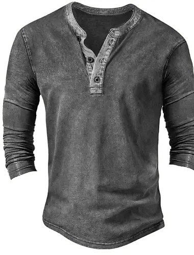  Herren T-Shirt mit Knöpfen T Shirt Henley Hemd T-Shirt Langarm Henley Frühling & Herbst Farbblock Mode Designer Basic Urlaub Straße Ausgehen Marineblau Grün Kaffee Top T-Shirt für Herren