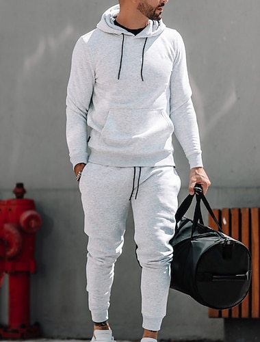  Hombre Tracksuit Sudadera 2 Piezas Deportivo Manga Larga Mantiene abrigado Transpirable Dispersor de humedad Aptitud física Corriendo Correr Ropa de deporte Ropa de Deporte Color sólido Negro Blanco