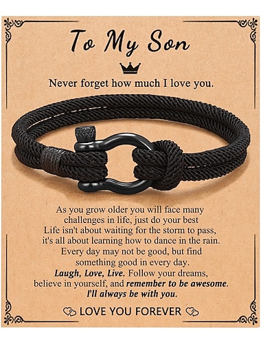  Pulsera tejida a mano de cuerda de Milán para el nieto de mi hijo, pulsera con hebilla de herradura de acero inoxidable