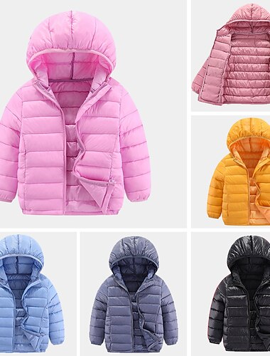  kinderkleidung Mädchen Pufferjacke Feste Farbe Aktiv Schulanfang Mantel Oberbekleidung 2-12 Jahre Frühling Asche Taro lila Klassisches Schwarz