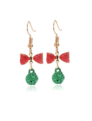  xmas kvinders dråbe øreringe fine smykker klassisk sløjfeklokke personlig stilfulde øreringe smykker grønne til julefestival 1 par