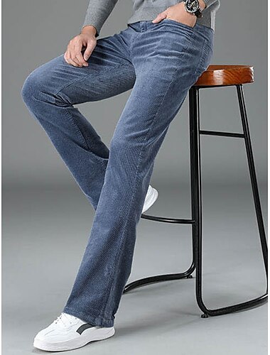  Voor heren Pakken Corduroybroek Uitlopende broek Broek Kostuumbroek Zak Effen Comfort Ademend Buiten Dagelijks Uitgaan Modieus Casual Zwart Wit
