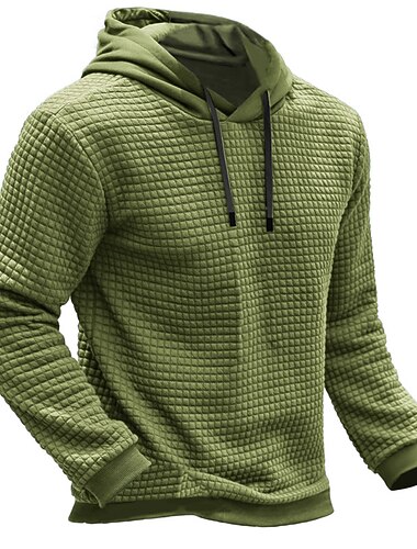  Homens Moletom Moletons Waffle Azul Marron Verde Cáqui Cinzento Com Capuz Tecido Estriado Textura Textura de malha Desportos e Ar livre Diário Feriado Poliéster Roupa de rua Legal Casual Primavera