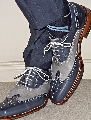  Férfi Félcipők Derby cipő Bullock cipő Ruha cipő Extra méret Szüret Üzlet Esküvő Buli és este Bőr Kényelmes Csúszásmentes Fűzős Kék Bíbor Tavasz Ősz