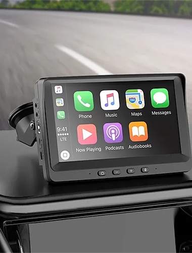  أحدث مشغل سيارة لاسلكي محمول بشاشة 7 بوصات عالية الدقة تعمل باللمس واي فاي FM لنظام iOS Carplay للسيارات مع مكبر صوت