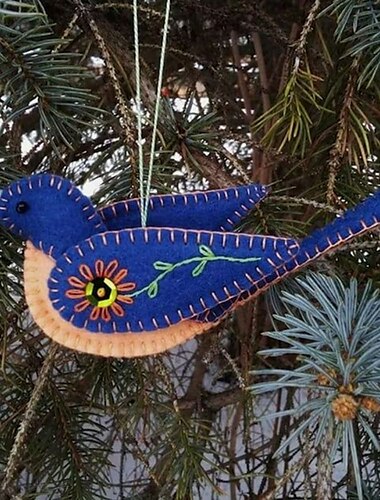  Filz-Vogel-Ornament, 3D-Simulation, Vogel-Denkmal, handgefertigte Ornamente, handgefertigte Plüsch-Baum-Wanddekorationen, rote Vogel-Geschenke, hängende Ornamente