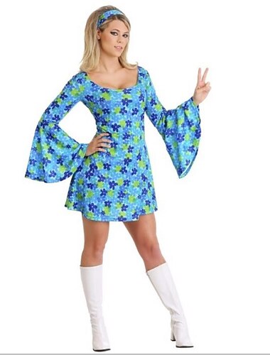  Retro vintage Jaren '70 Schijf Jurken Hoofdband Hippie Bloemig Dames Halloween Carnaval Maskerade Prestatie Evenement / Feest Prideparade Volwassenen Kleding Hoofdband Lente zomer
