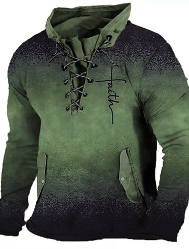  Pánské Grafické tisky Haç Víra Mikiny Mikina Svetr Dlouhý rukáv Mikina Stojáček Denní Klasické Na běžné nošení 3D tisk Dovolená Jdeme ven Streetwear Šňůrky Tisk Jaro & podzim