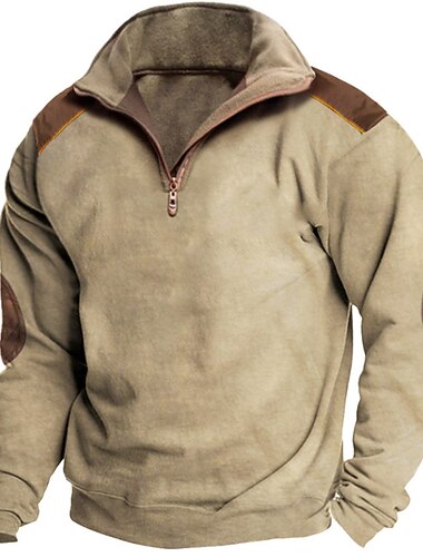  Pánské Mikina Mikina na zip Hnědá Trávová zelená Khaki Šedá Poloviční zip Barevné bloky Slátanina Sporty a outdoor Denní Dovolená Vinobraní Základní Na běžné nošení Jaro & podzim Oblečení Mikiny s