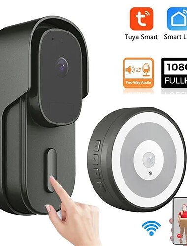 Tuya – sonnette vidéo pour maison intelligente, caméra 1080p, wifi, sans fil, étanche, protection de sécurité pour maison intelligente, pour alexa/google home