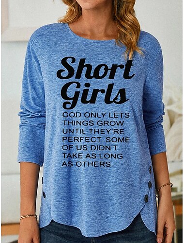  Damen T Shirt Buchstabe Modisch Langarm Rundhalsausschnitt Normale Oberteile Täglich Wochenende Bedruckt Weiß Rosa Blau Purpur Grün Frühling & Herbst