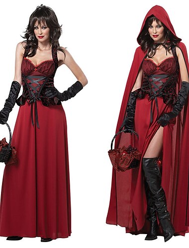  Rotkäppchen Faschingskostüme Kleid Cosplay Kostüm Erwachsene Damen Cosplay Sexy Kostüm Leistung Party Halloween Karneval Maskerade Einfaches Karnevalskostüm