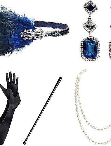  1920-luku Suuri Gatsby Asut Häävieras Halloween Halloween Tanssiaiset Häävastaanotto Aikuisten Käsineet Korvakorut Kaulakorut Kaikki vuodenajat