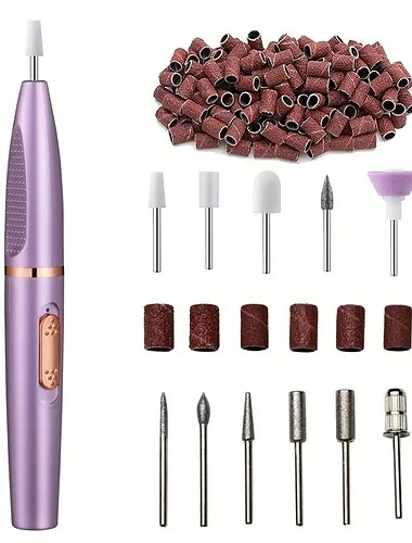  renove suas unhas com esta mini caneta elétrica para manicure & conjunto de moedor de unhas com várias cabeças!