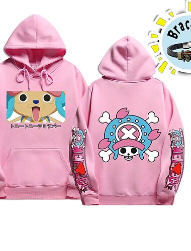 tony tony chopper hættetrøje i ét stykke anime tegneserie anime grafisk hættetrøje foran til mænd, kvinders unisex voksnes hot stempling 100 % polyester med armbånd