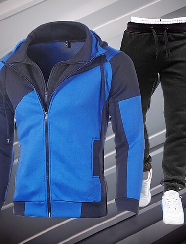  Hombre Tracksuit Sudadera 2 Piezas Deportivo Invierno Manga Larga Mantiene abrigado Transpirable Suave Aptitud física Corriendo Correr Ropa de deporte Ropa de Deporte Bloque de color Gris oscuro