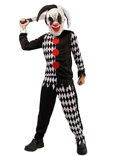  Burleske Clown Clownsmaske Clown Faschingskostüme Cosplay Kostüm Kinder Jungen Cosplay Leistung Party Halloween Karneval Maskerade Einfaches Karnevalskostüm