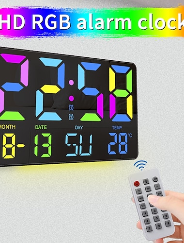  Color Large Font Alarm Clock LED Clock Bedside Clock Large Screen Electronic Clock Wall Clock