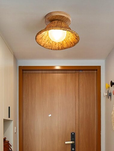  تركيبات إضاءة السقف على شكل وعاء ضحل، مصباح تركيب بسيط من الراتينج شبه متدفق مع لمبة واحدة للمدخل 110-240 فولت