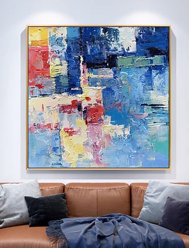  Handgemacht Hang-Ölgemälde Handgemalte Quadratisch Abstrakt Modern Ohne Innenrahmen (ohne Rahmen)